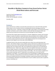 Benefits to Maritime Commerce from Ocean Surface Vector Wind Observations and Forecasts