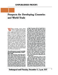 UNPUBLISHED PROOFS  1 Prospects for Developing Countries and World Trade