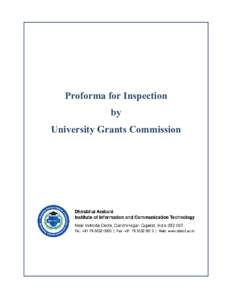 Proforma for Inspection by University Grants Commission UGC Proforma for Inspection