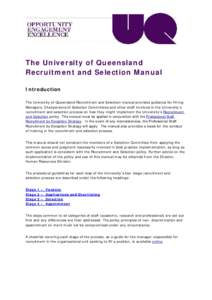 The University of Queensland Recruitment and Selection Manual