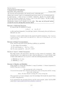 Exercise sheet 8  Computational Metaphysics Benzm¨ uller, Steen, Wisniewski