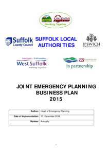 SUFFOLK LOCAL AUTHORITIES JOINT EMERGENCY PLANNING BUSINESS PLAN 2015