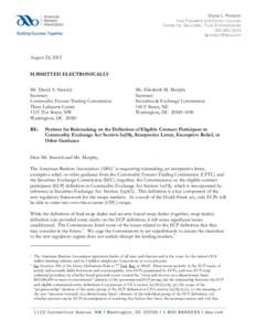 Request for rulemaking regarding the definition of Eligible Contract Participant in Commodity Exchange Act Section 1a(18), interpretive letter, exemptive relief, or other guidance
