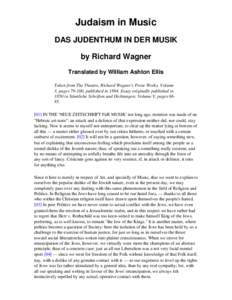 Full text of JUDAISM IN MUSIC, by Richard Wagner