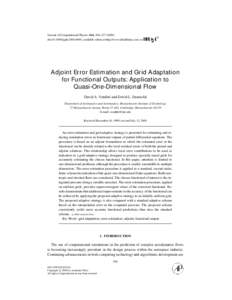 Journal of Computational Physics 164, 204–[removed]doi:[removed]jcph[removed], available online at http://www.idealibrary.com on Adjoint Error Estimation and Grid Adaptation for Functional Outputs: Application to Qua