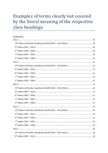 Examples of terms clearly not covered by the literal meaning of the respective class headings. Contents Class 1 ............................................................................................................