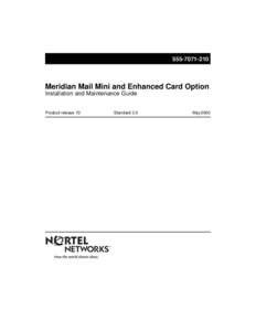 Meridian Mail Mini and Enhanced Card Option Installation and Maintenance Guide Product release 13