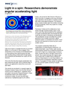 Light in a spin: Researchers demonstrate angular accelerating light