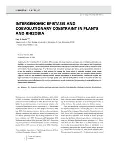 O R I G I NA L A RT I C L E doi:j00913.x INTERGENOMIC EPISTASIS AND COEVOLUTIONARY CONSTRAINT IN PLANTS AND RHIZOBIA