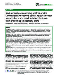 Next generation sequencing analysis of nine Corynebacterium ulcerans isolates reveals zoonotic transmission and a novel putative diphtheria toxin-encoding pathogenicity island