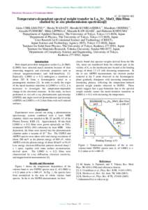 Photon Factory Activity Report 2006 #24 Part BElectronic Structure of Condensed Matter 1C, 2C/2005S2-002  Temperature-dependent spectral weight transfer in La0.8Sr0.2MnO3 thin films