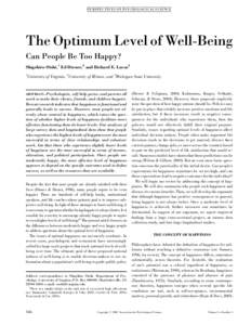 The Optimum Level of Well-Being: Can People Be Too Happy?