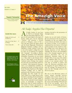 Fall 2004 Volume 13, Issue 3 Taγect Tamaziγt  The Amazigh Voice