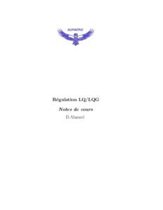 R´ egulation LQ/LQG Notes de cours