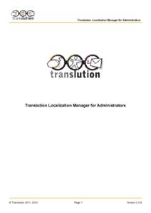 Translution Localization Manager for Administrators