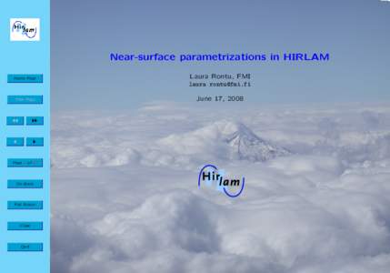Near-surface parametrizations in HIRLAM Home Page Title Page  JJ