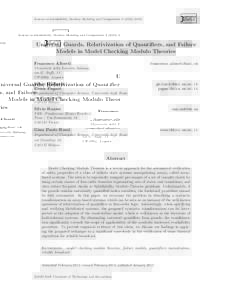 Journal on Satisfiability, Boolean Modeling and ComputationUniversal Guards, Relativization of Quantifiers, and Failure Models in Model Checking Modulo Theories Francesco Alberti