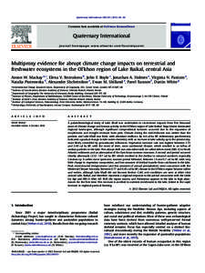 Quaternary International[removed]46e56  Contents lists available at SciVerse ScienceDirect Quaternary International journal homepage: www.elsevier.com/locate/quaint