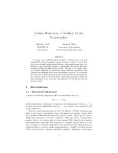 Lattice Reduction: a Toolbox for the Cryptanalyst Antoine Joux Jacques Stern