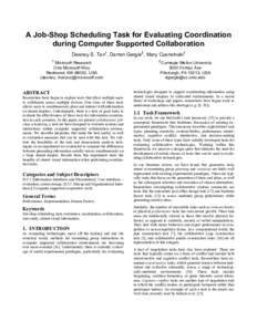A Job-Shop Scheduling Task for Evaluating Coordination during Computer Supported Collaboration
