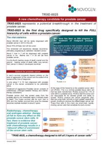 TRXE-0025 A new chemotherapy candidate for prostate cancer TRXE-0025 represents a potential breakthrough in the treatment of prostate cancer. TRXE-0025 is the first drug specifically designed to kill the FULL hierarchy o