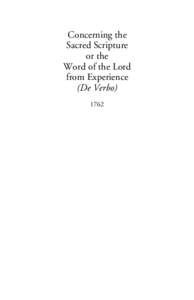 Concerning the Sacred Scripture or the Word of the Lord from Experience