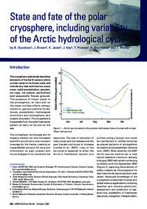 State and fate of the polar cryosphere, including variability of the Arctic hydrological cycle Title  by B. Goodison1, J. Brown2, K. Jezek3, J. Key4, T. Prowse5, A. Snorrason6 and T. Worby7