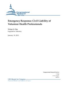 Emergency Response: Civil Liability of Volunteer Health Professionals