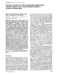 The EMBO Journal vol. 11 no.3 pp[removed], 1992  Fasciation induction by the phytopathogen Rhodococcus