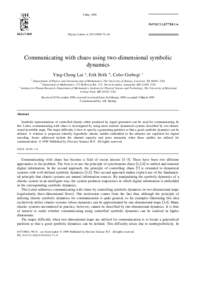 3 MayPhysics Letters A 255 Ž–81 Communicating with chaos using two-dimensional symbolic dynamics