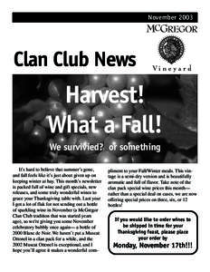 NovemberClan Club News Harvest! What a Fall!