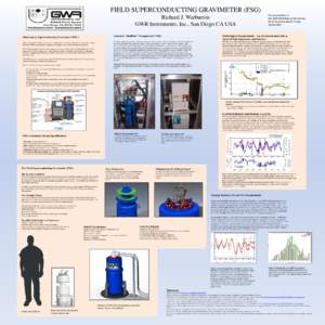 FIELD SUPERCONDUCTING GRAVIMETER (FSG) Richard J. Warburton GWR Instruments, Inc., San Diego CA USA Observatory Superconducting Gravimeter (OSG ) OSGs are designed for long term continuous measurements, operating for dec