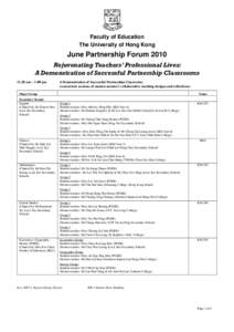 June Forum Programme Rundown