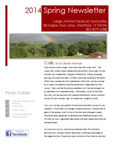 2014 Spring Newsletter Large Animal Medical Associates 38 Maple Tree Lane, Westford, VT[removed]4288  Colic by Dr. Brady Hellman