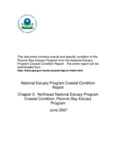 National Estuary Program Coastal Condition Report, NEP CCR - Chapter 3, Massachusetts Bays Program through Peconic Estuary Program