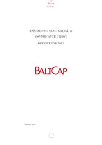 ESG reportENVIRONMENTAL, SOCIAL & GOVERNANCE (“ESG”) REPORT FOR 2015