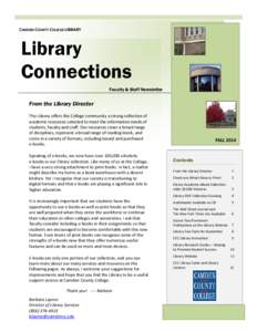 CAMDEN COUNTY COLLEGE LIBRARY   Library Connections Faculty & Staff Newsletter