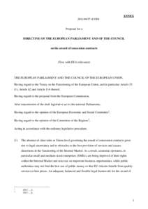 ANNEXCOD) Proposal for a DIRECTIVE OF THE EUROPEAN PARLIAMENT AND OF THE COUNCIL on the award of concession contracts