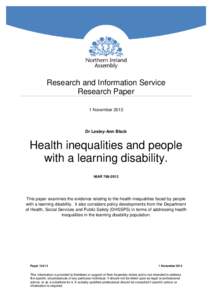 Health inequalities and people with a learning disability.
