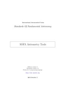 International Astronomical Union  Standards Of Fundamental Astronomy SOFA Astrometry Tools