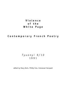 Violence of the White Page Contemporary French Poetry