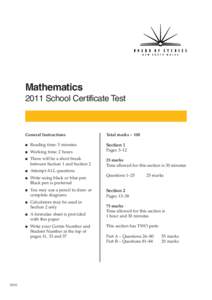 2011 School Certificate Test - Mathematics