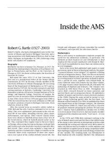 Inside the AMS Robert G. Bartle (1927–2003) Robert G. Bartle, who had a distinguished career at the University of Illinois and Eastern Michigan University and a