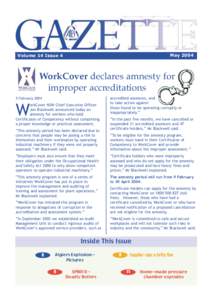 May[removed]Volume 14 Issue 4 WorkCover declares amnesty for improper accreditations
