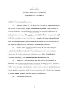 REGULATION FLORIDA BOARD OF GOVERNORS FLORIDA STATE UNIVERSITY 6CRPurchasing and Procurement (1)
