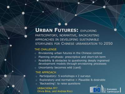 URBAN FUTURES:  EXPLORING PARTICIPATORY, NORMATIVE, BACKCASTING APPROACHES IN DEVELOPING SUSTAINABLE