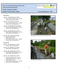 East Lake Sammamish Master Plan Trail North Sammamish Segment Weekly Construction Update Schedule of Construction Activities  Week beginning June 1, 2015