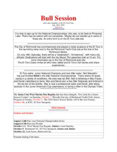Bull Session news and comment of the El Toro Class July, 2016 #591 eltoroyra.org 
