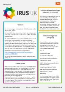 FebruaryInstitutional Repositories Usage Statistics in UK (IRUS-UK)  Webinars