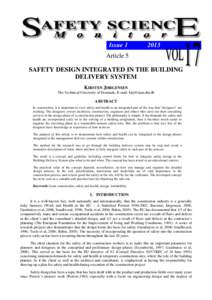 IssueArticle 5 SAFETY DESIGN INTEGRATED IN THE BUILDING